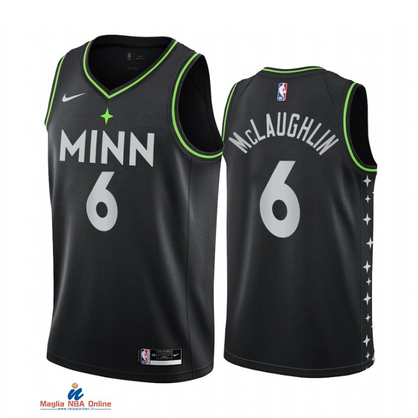 Maglia NBA Nike Minnesota Timberwolvs NO.6 Jordan McLaughlin Nike Nero Città 2021-22