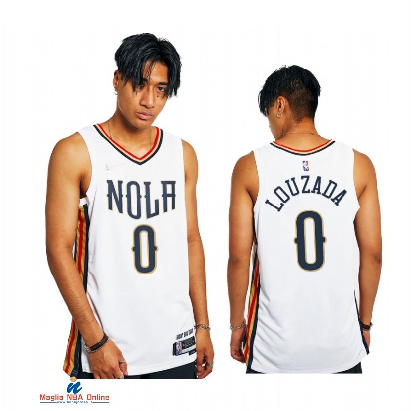 Maglia NBA Nike New Orleans Pelicans NO.0 Didi Louzada 75th Bianco Città 2021-22