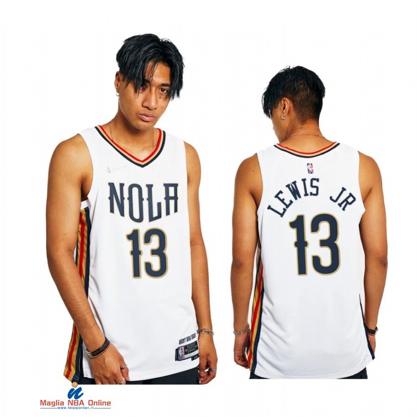 Maglia NBA Nike New Orleans Pelicans NO.13 Kira Lewis Jr. 75th Bianco Città 2021-22