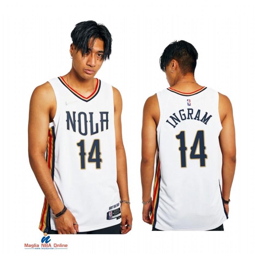 Maglia NBA Nike New Orleans Pelicans NO.14 Brandon Ingram 75th Bianco Città 2021-22