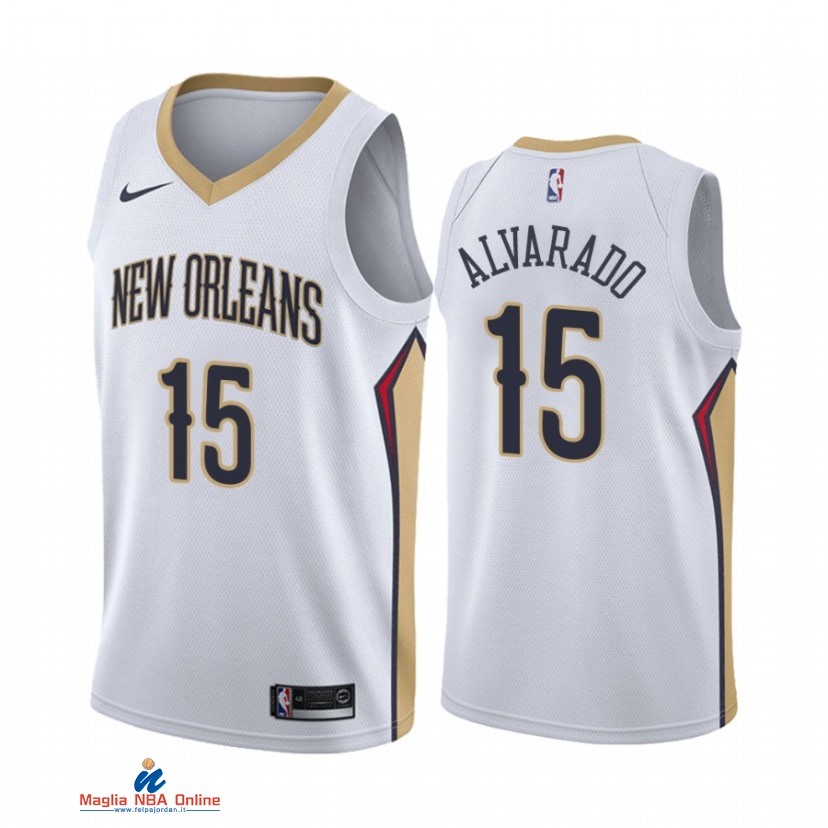 Maglia NBA Nike New Orleans Pelicans NO.15 Jose Alvarado Nike Bianco Association 2021