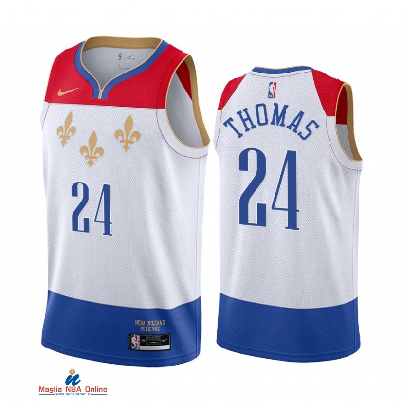 Maglia NBA Nike New Orleans Pelicans NO.24 Isiah Thomas Nike Bianco Città 2021