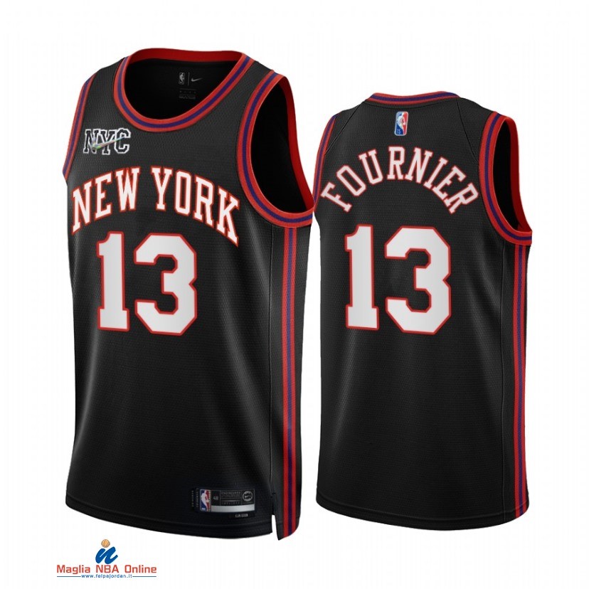Maglia NBA Nike New York Knicks NO.13 Evan Fournier Nike Nero Città 2021-22