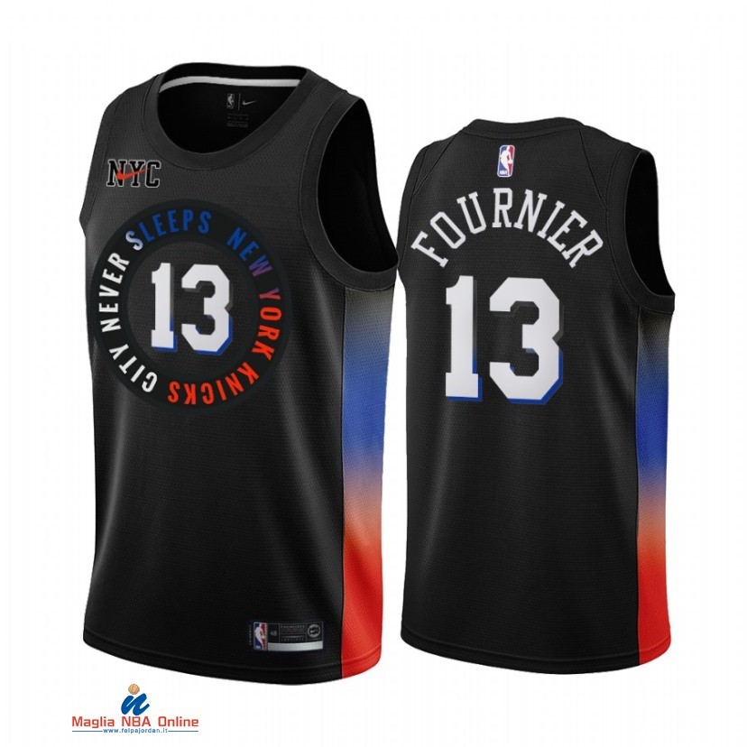 Maglia NBA Nike New York Knicks NO.13 Evan Fournier Nike Nero Città 2021