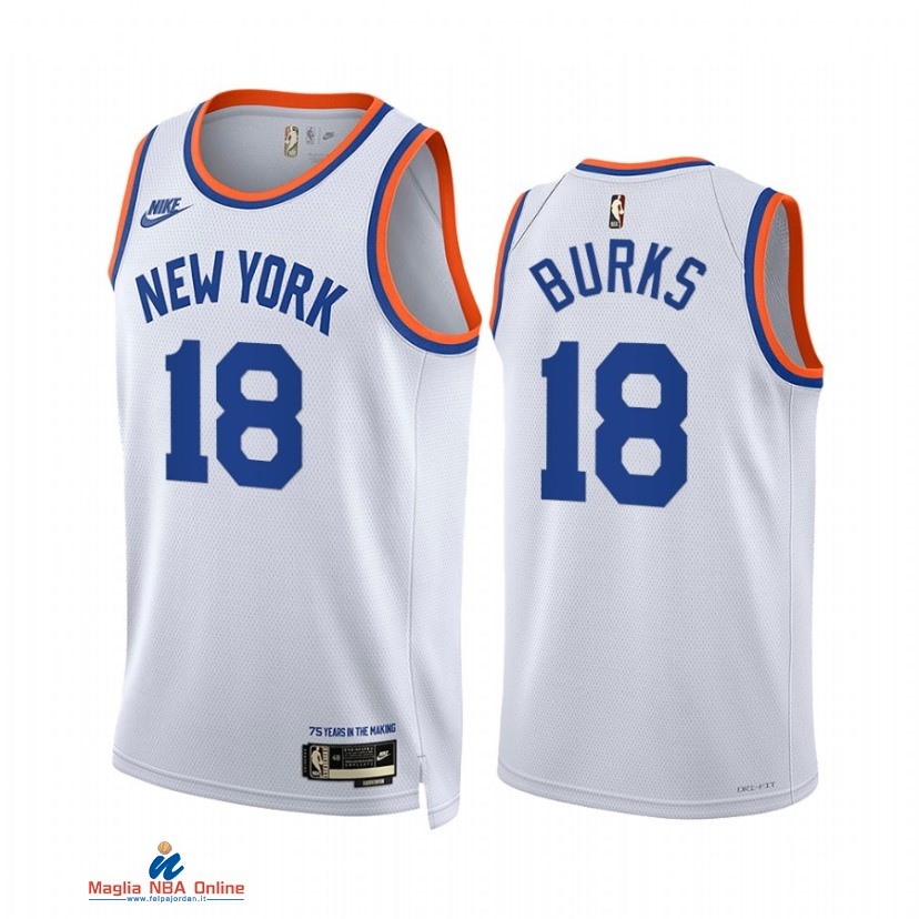 Maglia NBA Nike New York Knicks NO.18 Alec Burks Bianco Classic 2021-22