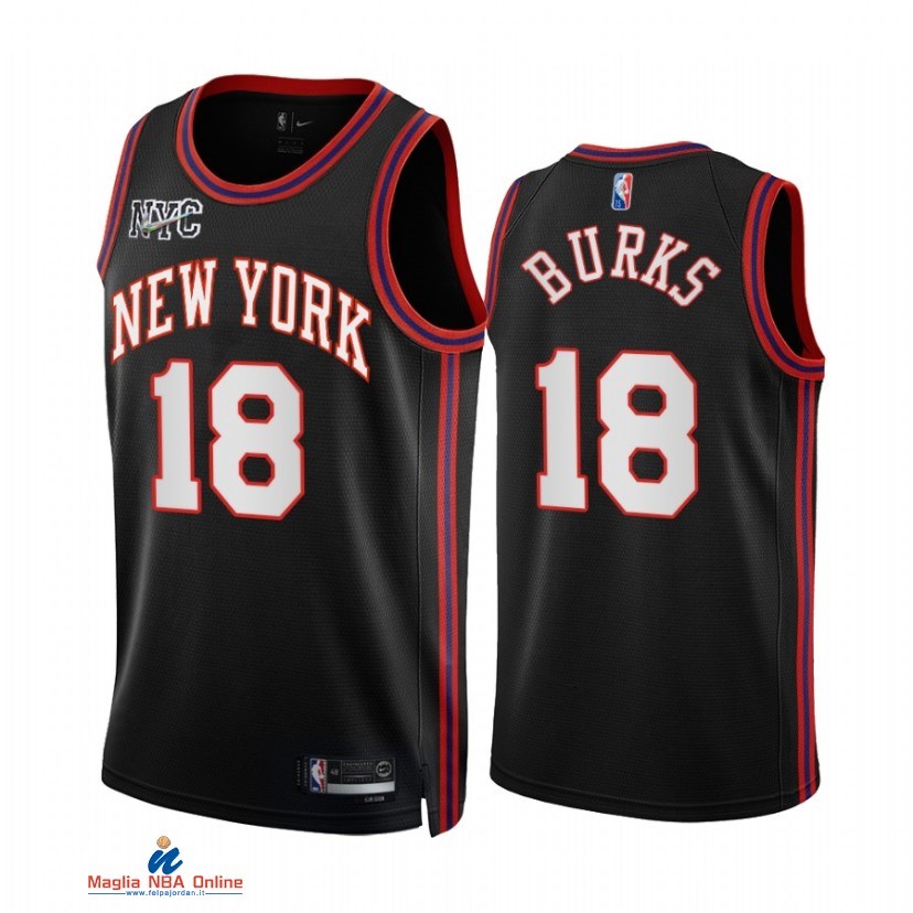 Maglia NBA Nike New York Knicks NO.18 Alec Burks Nike Nero Città 2021-22