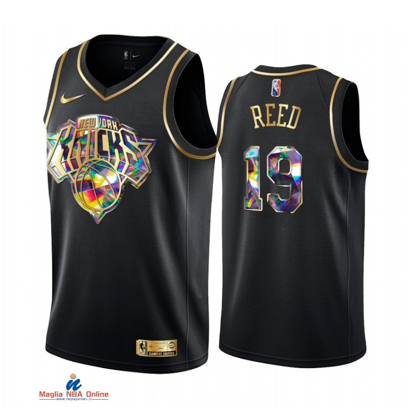Maglia NBA Nike New York Knicks NO.19 Willis Reed Nero Diamante 2021-22