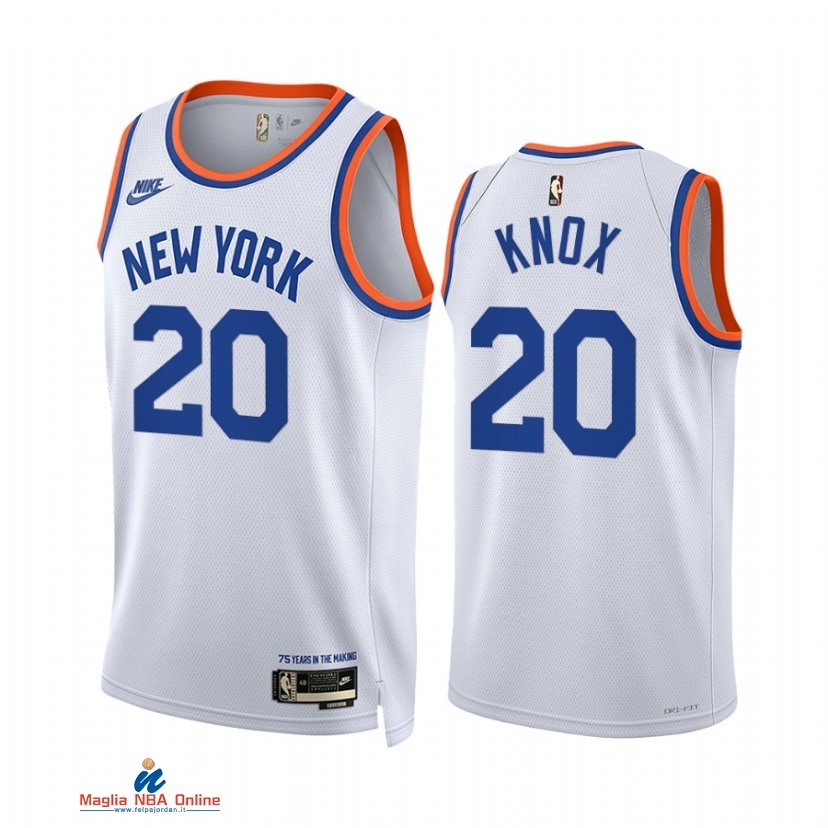 Maglia NBA Nike New York Knicks NO.20 Kevin Knox Bianco Classic 2021-22