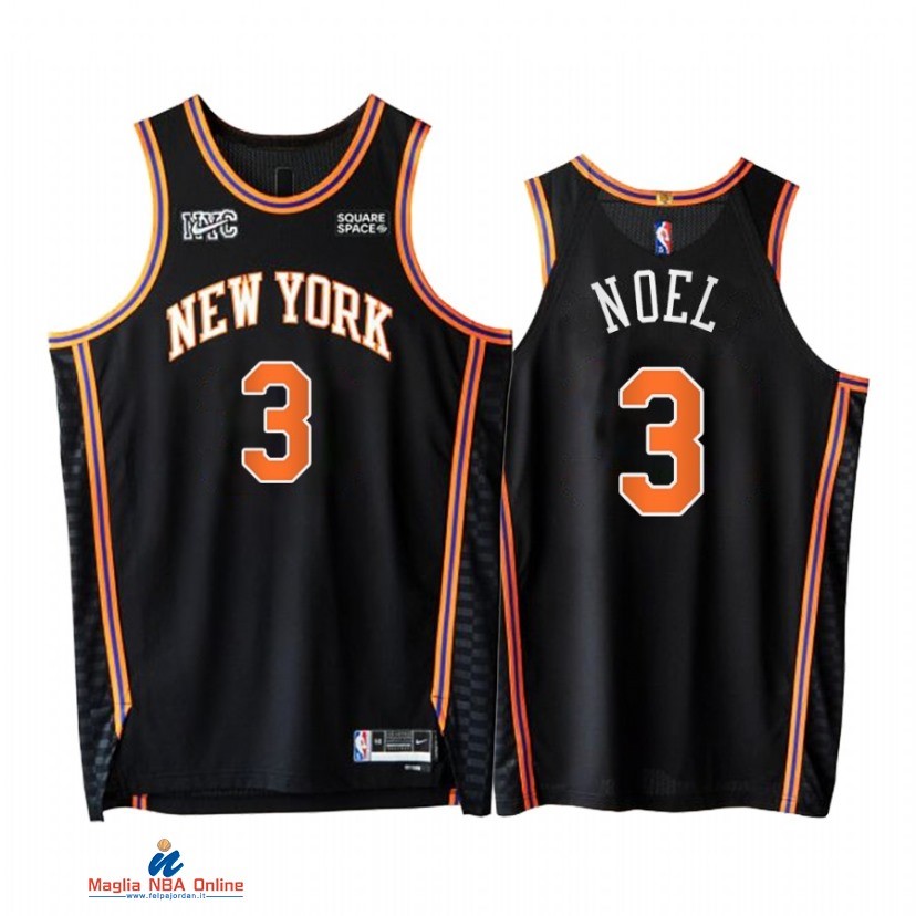 Maglia NBA Nike New York Knicks NO.3 Nerlens Noel 75th Nero Città 2021-22