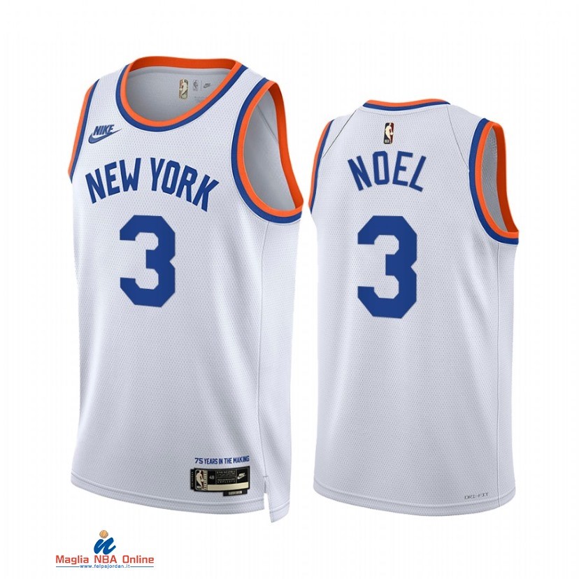 Maglia NBA Nike New York Knicks NO.3 Nerlens Noel Bianco Classic 2021-22