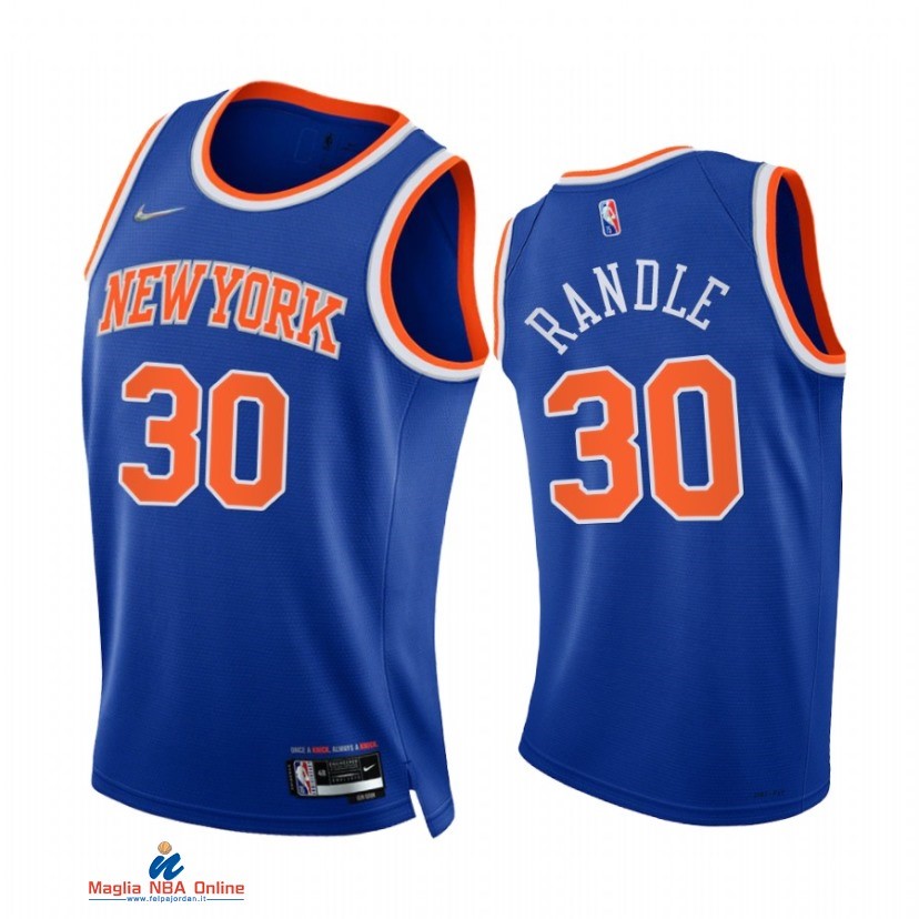 Maglia NBA Nike New York Knicks NO.30 Julius Randle 75th Season Diamante Blu Icon 2021-22