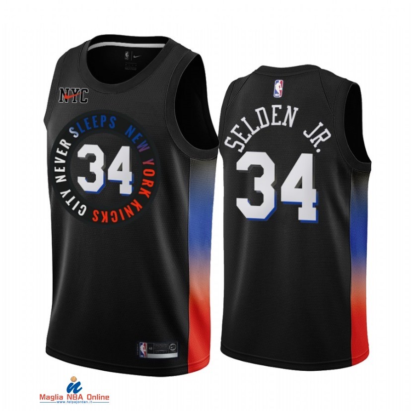 Maglia NBA Nike New York Knicks NO.34 Wayne Selden Jr. Nike Nero Città 2021