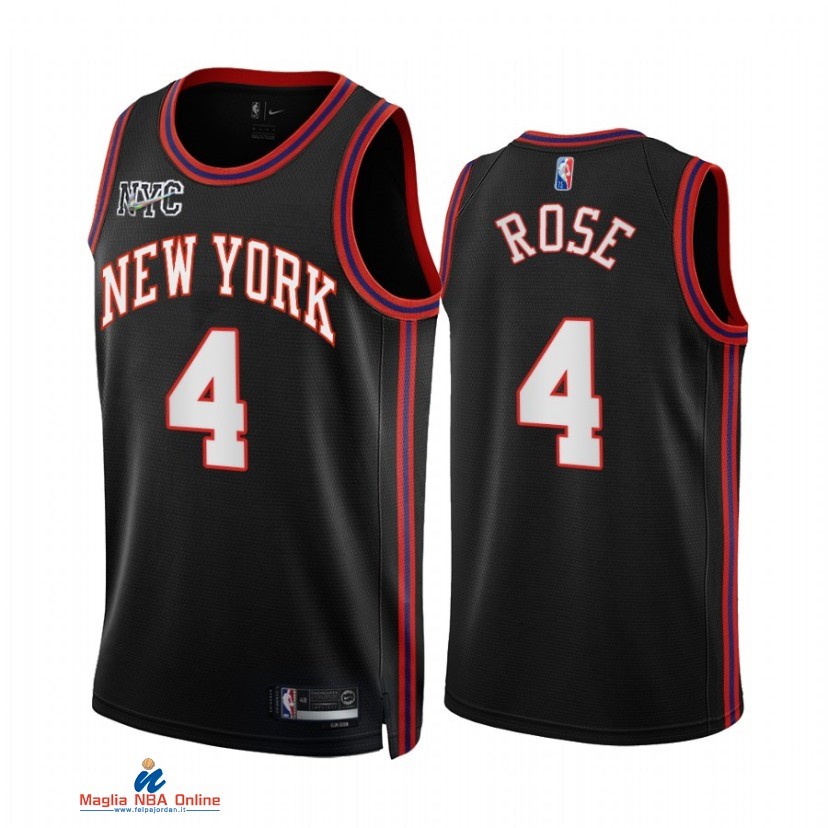 Maglia NBA Nike New York Knicks NO.4 Derrick Rose Nike Nero Città 2021-22