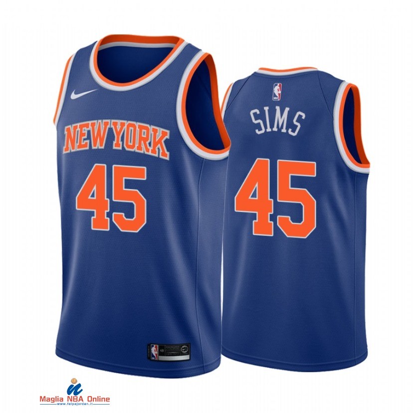 Maglia NBA Nike New York Knicks NO.45 Jericho Sims Nike Blu Icon 2021