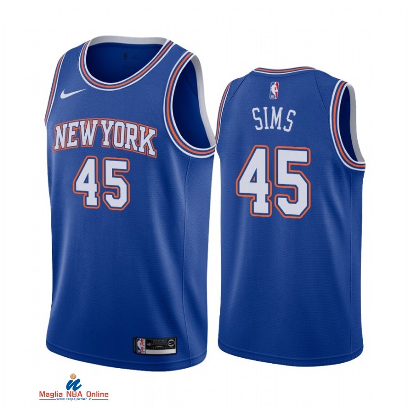 Maglia NBA Nike New York Knicks NO.45 Jericho Sims Nike Blu Statement 2021-22