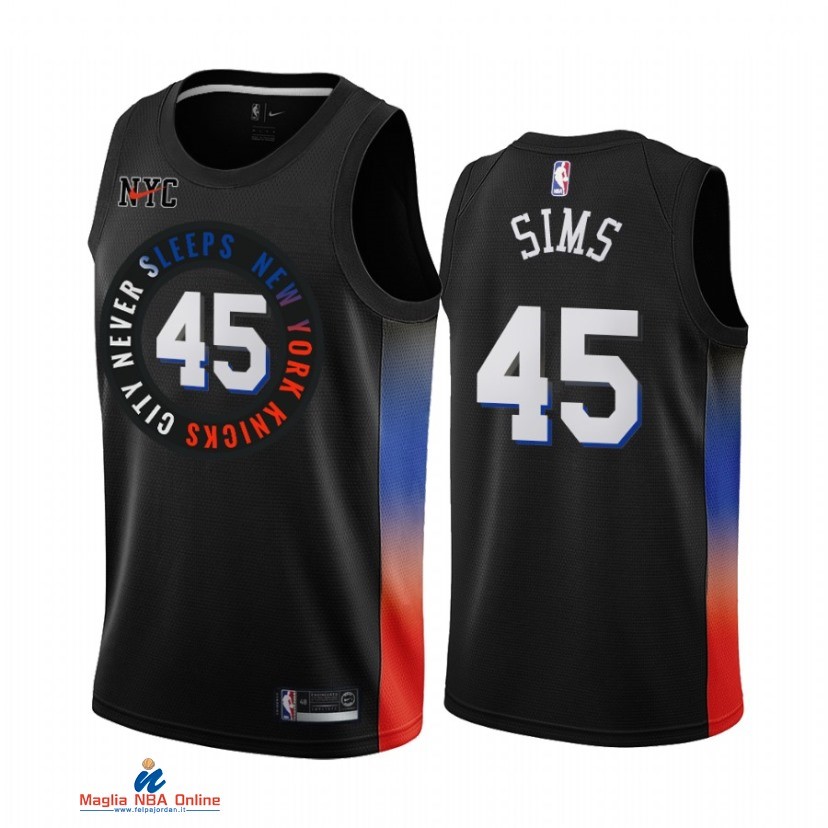 Maglia NBA Nike New York Knicks NO.45 Jericho Sims Nike Nero Città 2021