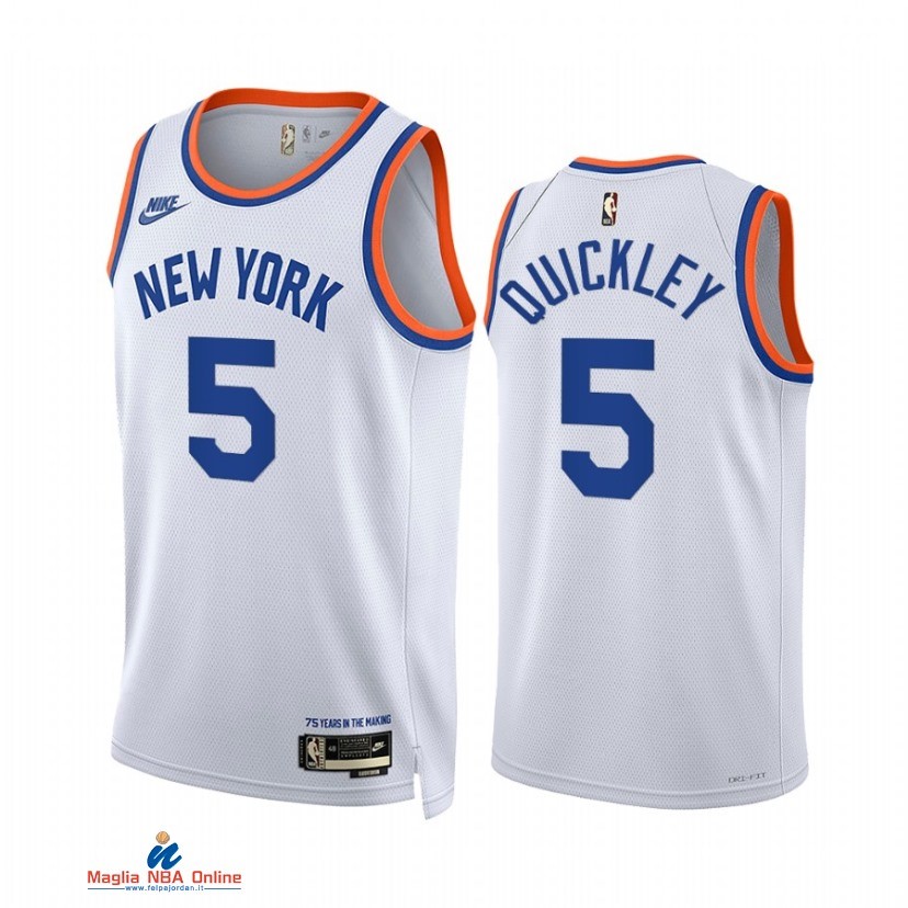 Maglia NBA Nike New York Knicks NO.5 Immanuel Quickley Bianco Classic 2021-22
