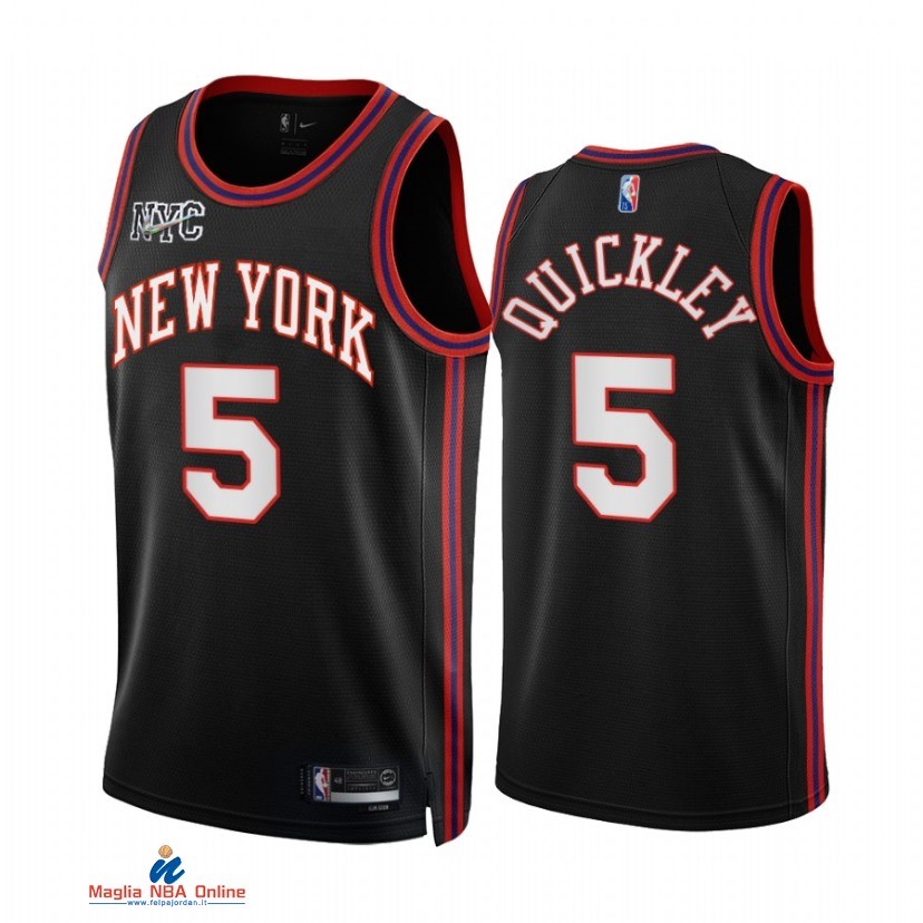 Maglia NBA Nike New York Knicks NO.5 Immanuel Quickley Nike Nero Città 2021-22