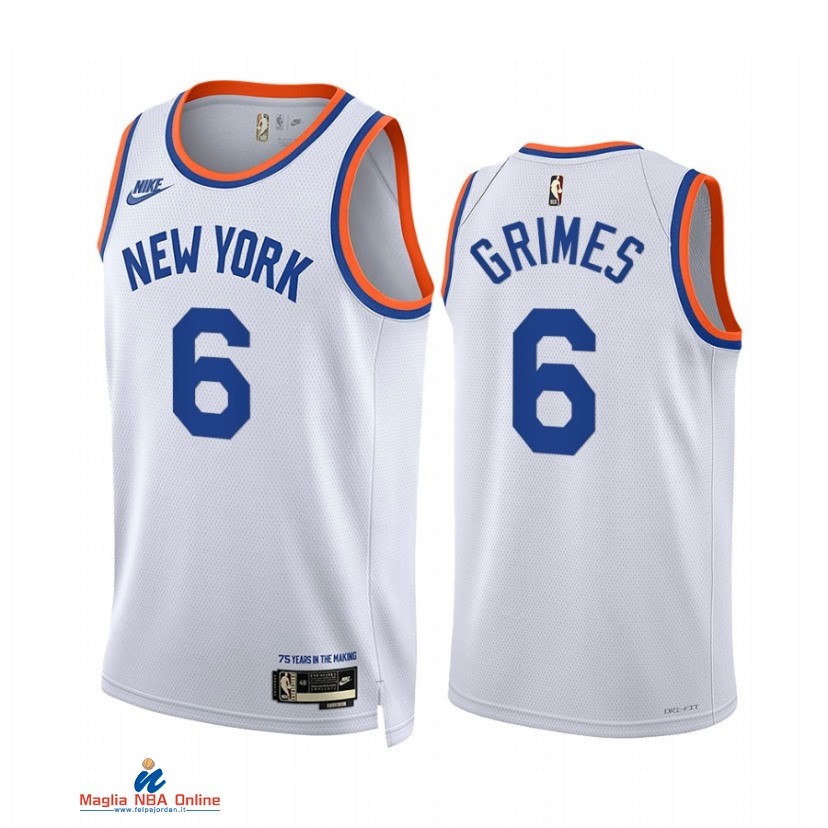Maglia NBA Nike New York Knicks NO.6 Quentin Grimes Bianco Classic 2021-22