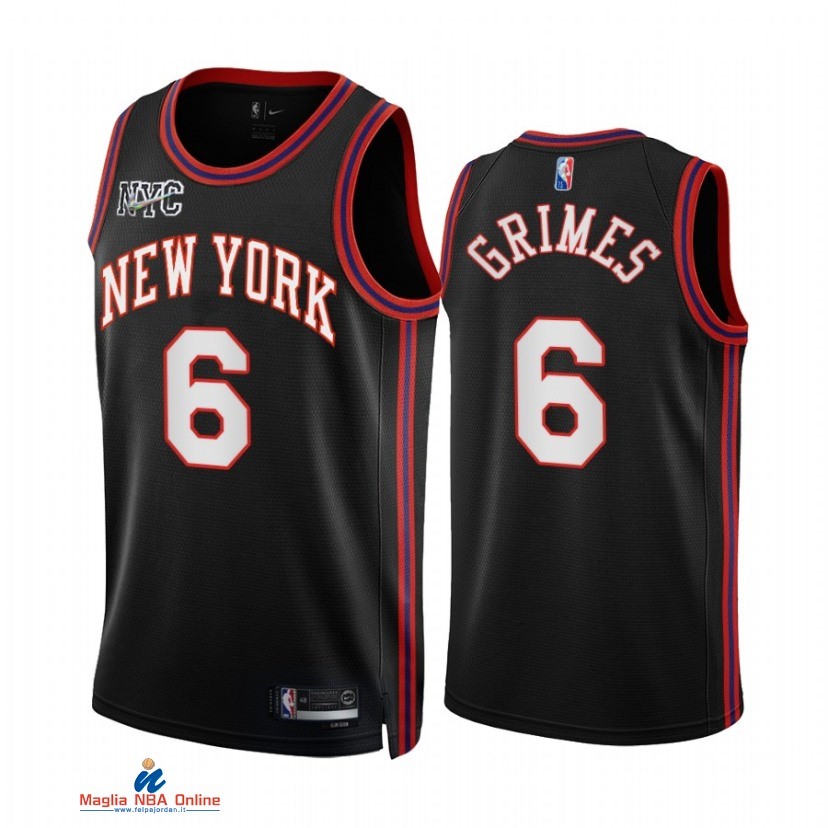 Maglia NBA Nike New York Knicks NO.6 Quentin Grimes Nike Nero Città 2021-22