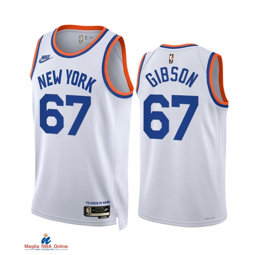 Maglia NBA Nike New York Knicks NO.67 Taj Gibson Bianco Classic 2021-22