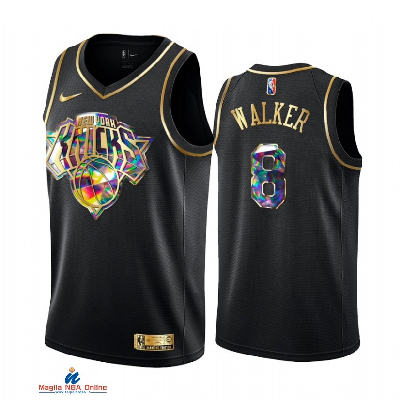 Maglia NBA Nike New York Knicks NO.8 Kemba Walker Nero Diamante 2021-22