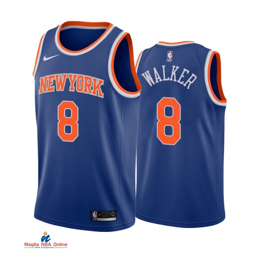 Maglia NBA Nike New York Knicks NO.8 Kemba Walker Nike Blu Icon 2021