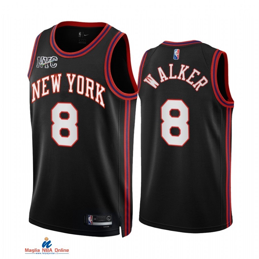 Maglia NBA Nike New York Knicks NO.8 Kemba Walker Nike Nero Città 2021-22
