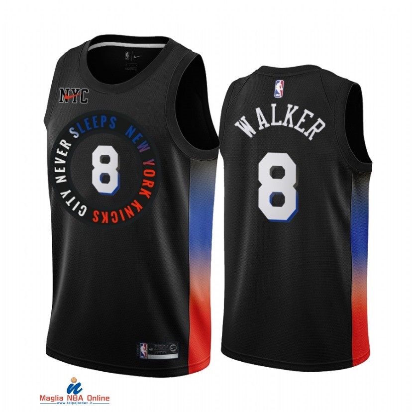 Maglia NBA Nike New York Knicks NO.8 Kemba Walker Nike Nero Città 2021