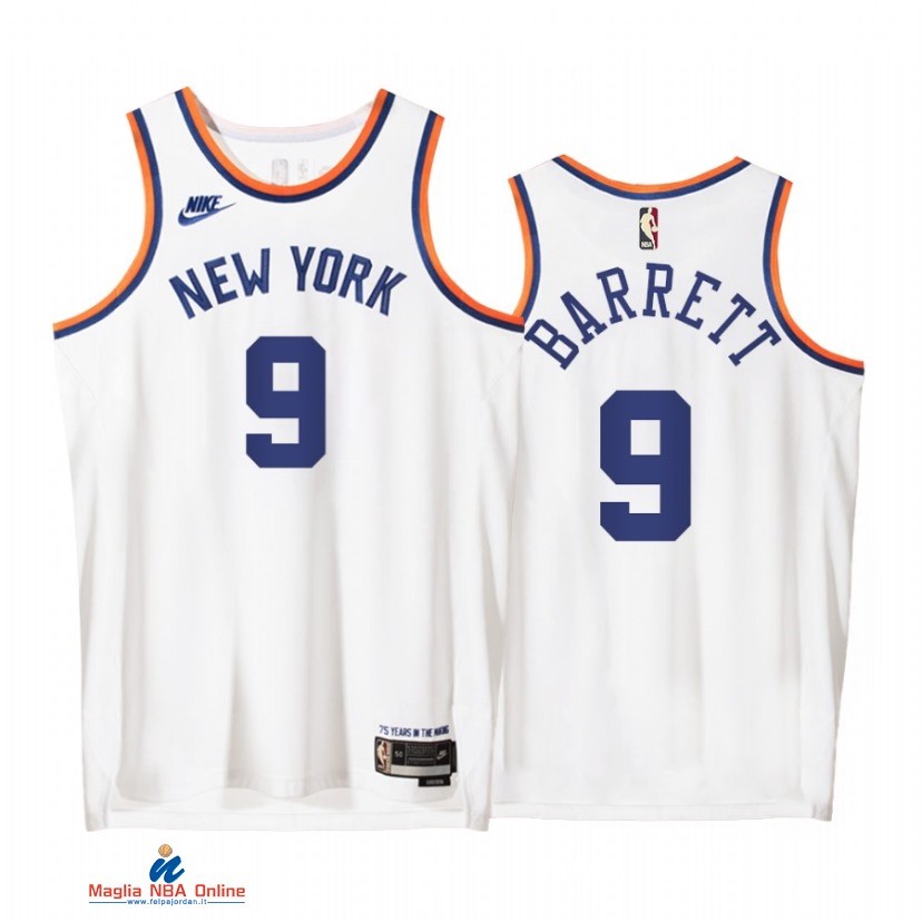 Maglia NBA Nike New York Knicks NO.9 RJ Barrett 75th Bianco Classic 2021