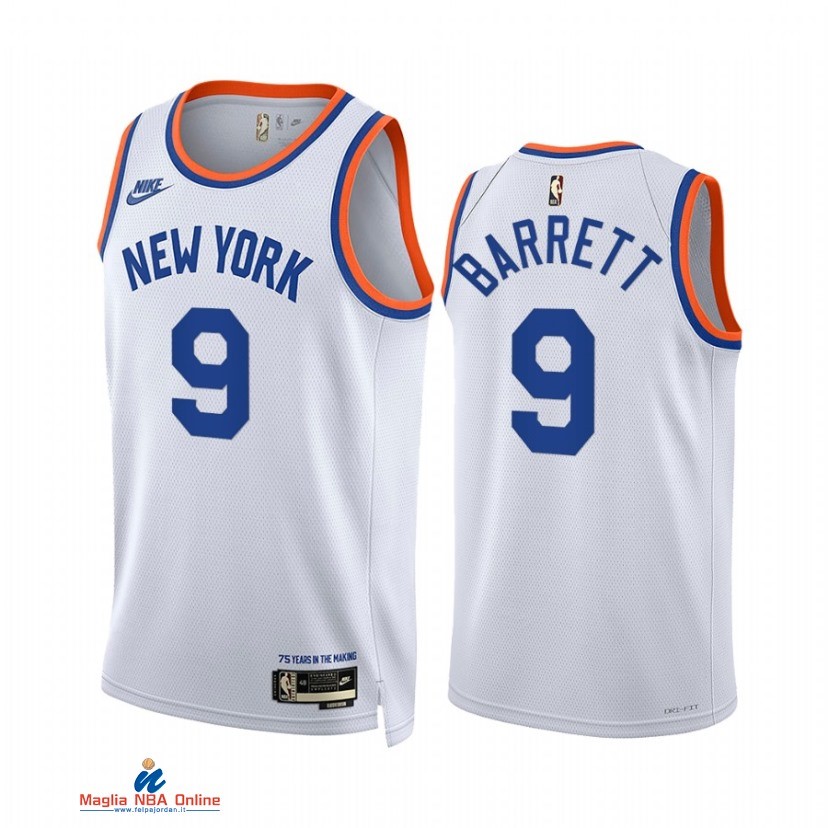 Maglia NBA Nike New York Knicks NO.9 RJ Barrett Bianco Classic 2021-22