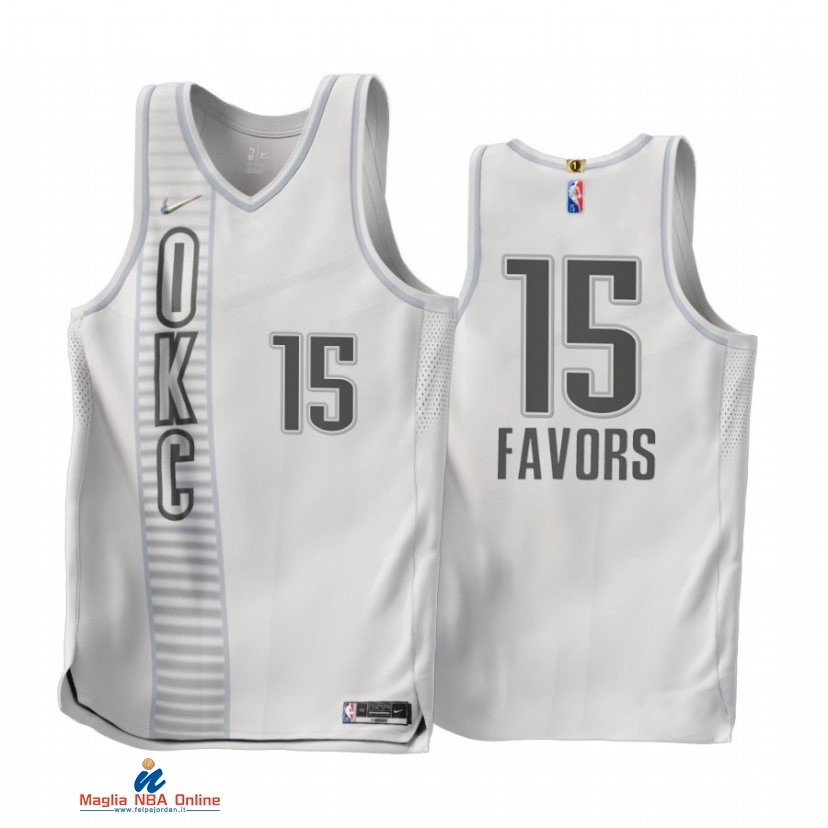 Maglia NBA Nike Oklahoma City Thunder NO.15 Derrick Favors 75th Bianco Città 2021-22