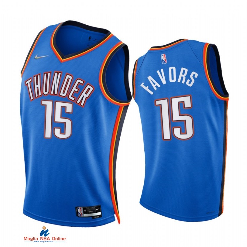 Maglia NBA Nike Oklahoma City Thunder NO.15 Derrick Favors 75th Season Diamante Blu Icon 2021-22