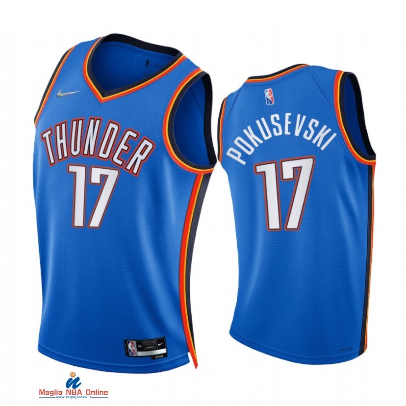 Maglia NBA Nike Oklahoma City Thunder NO.17 Aleksej Pokusevski 75th Season Diamante Blu Icon 2021-22