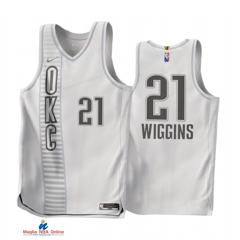 Maglia NBA Nike Oklahoma City Thunder NO.21 Aaron Wiggins 75th Bianco Città 2021-22