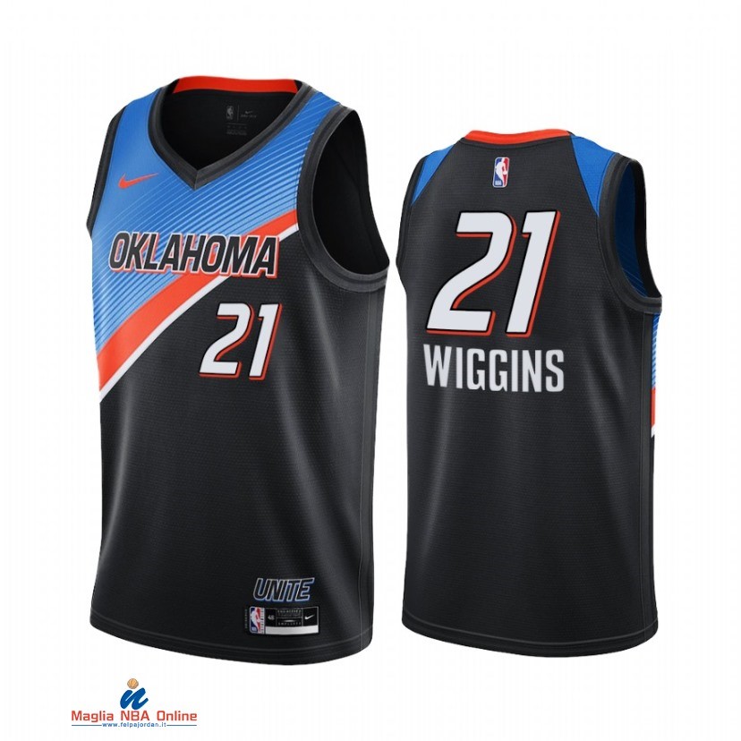 Maglia NBA Nike Oklahoma City Thunder NO.21 Aaron Wiggins Nike Nero Città 2021