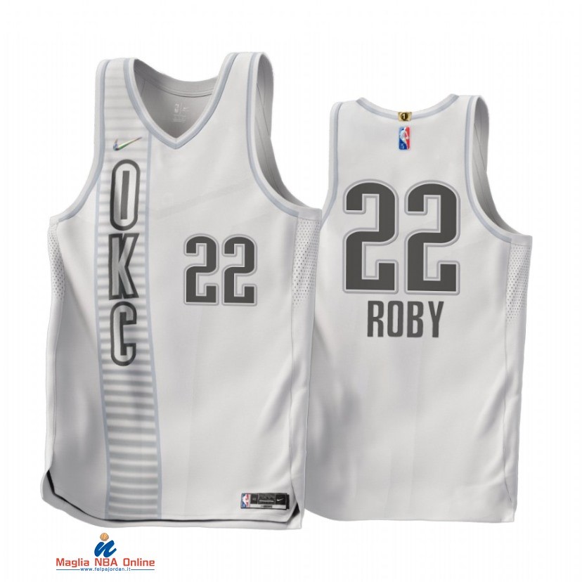 Maglia NBA Nike Oklahoma City Thunder NO.22 Isaiah Roby 75th Bianco Città 2021-22