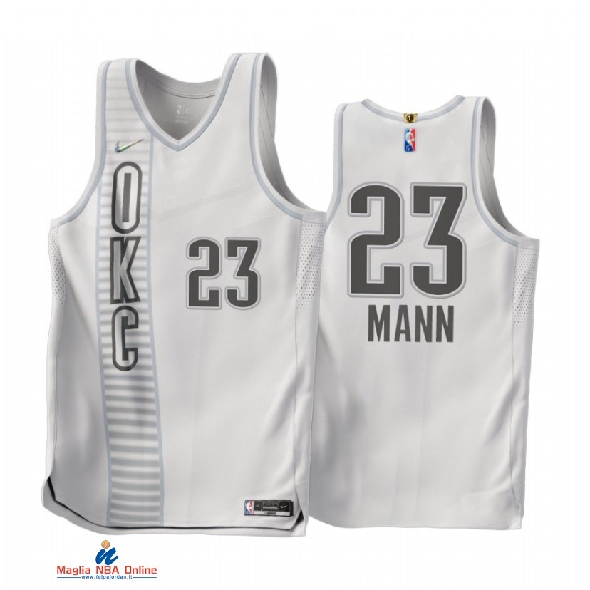 Maglia NBA Nike Oklahoma City Thunder NO.23 Tre Mann 75th Bianco Città 2021-22