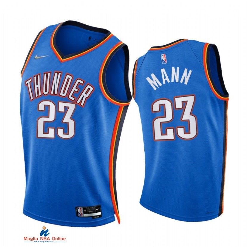 Maglia NBA Nike Oklahoma City Thunder NO.23 Tre Mann 75th Season Diamante Blu Icon 2021-22