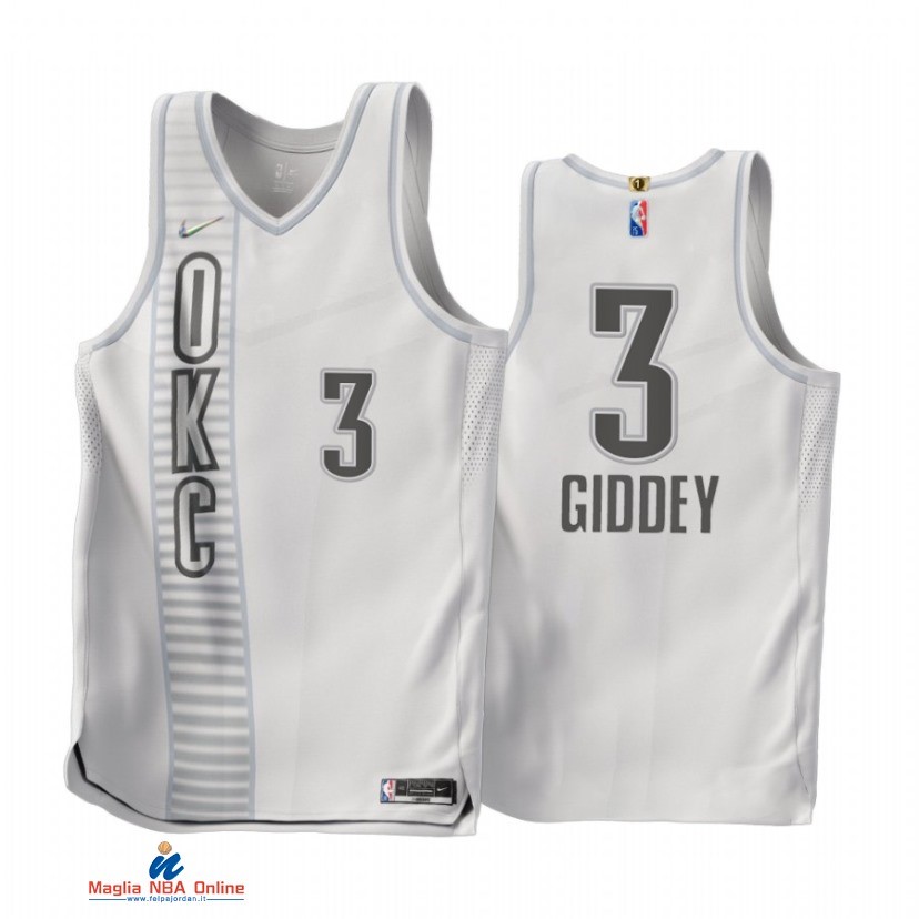 Maglia NBA Nike Oklahoma City Thunder NO.3 Josh Giddey 75th Bianco Città 2021-22