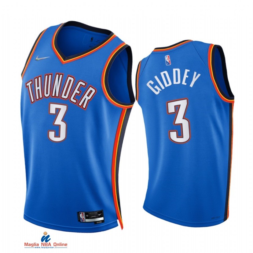 Maglia NBA Nike Oklahoma City Thunder NO.3 Josh Giddey 75th Season Diamante Blu Icon 2021-22