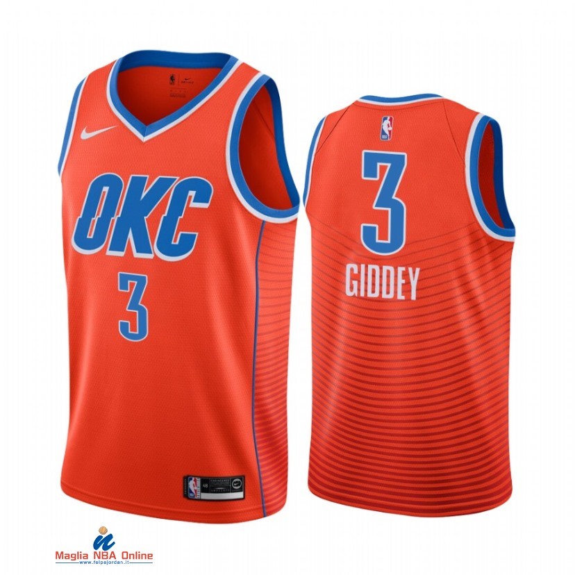 Maglia NBA Nike Oklahoma City Thunder NO.3 Josh Giddey Nike Arancia Statement 2021