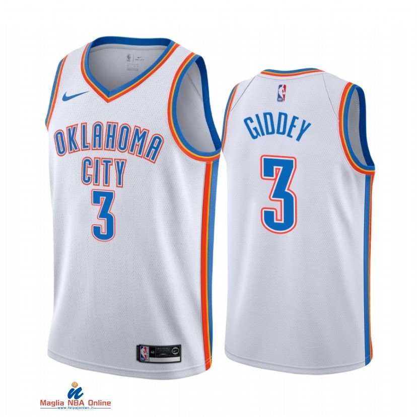 Maglia NBA Nike Oklahoma City Thunder NO.3 Josh Giddey Nike Bianco Association 2021