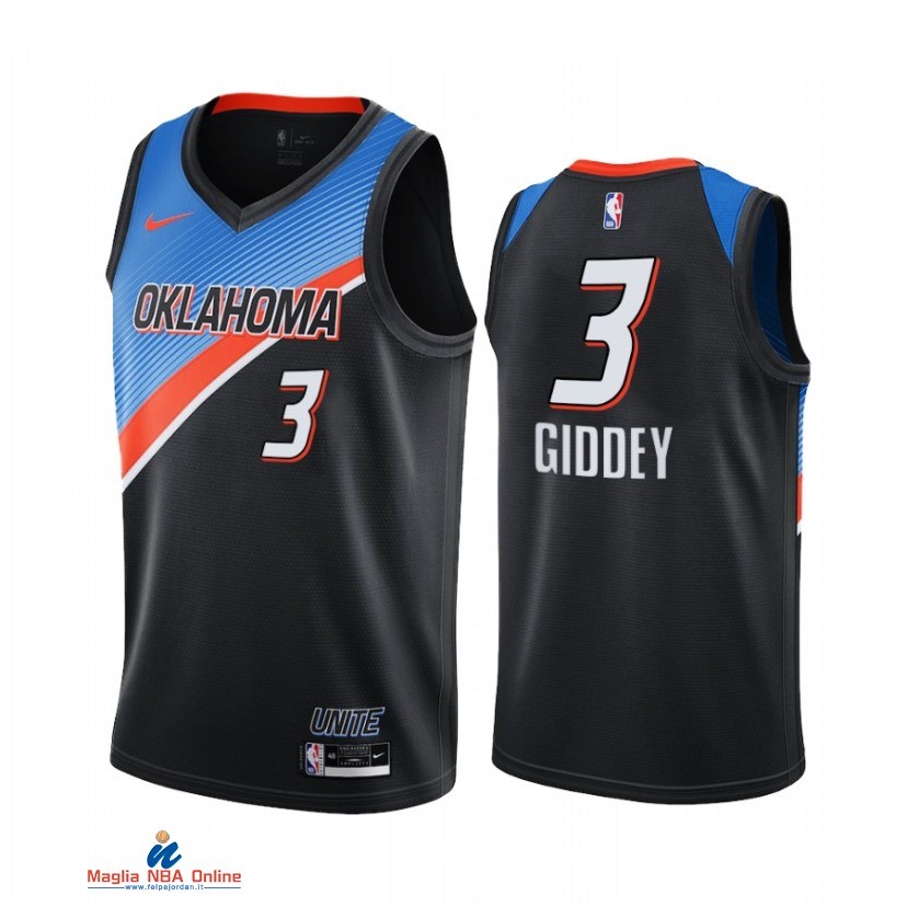 Maglia NBA Nike Oklahoma City Thunder NO.3 Josh Giddey Nike Nero Città 2021