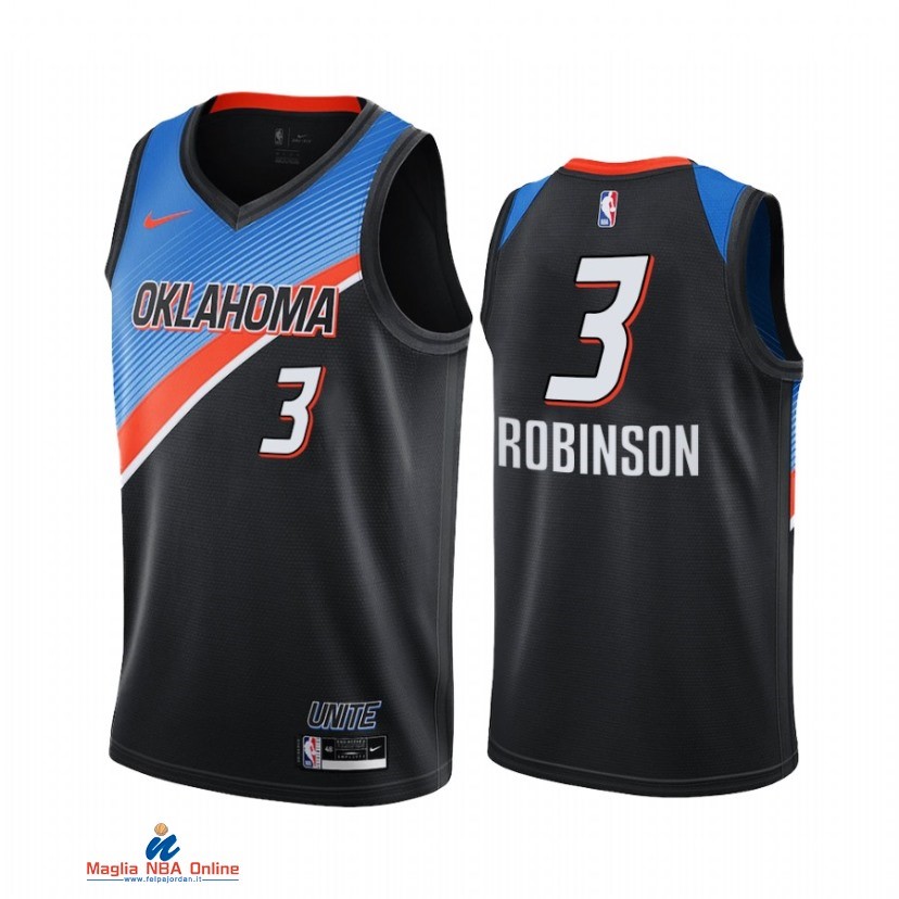 Maglia NBA Nike Oklahoma City Thunder NO.3 Justin Robinson Nike Nero Città 2021
