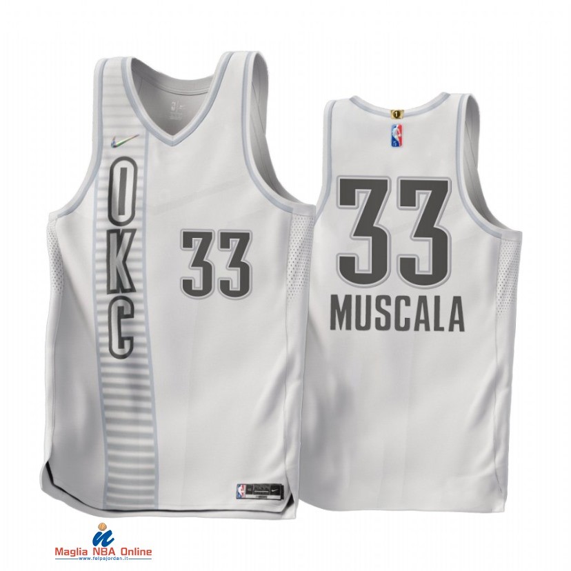 Maglia NBA Nike Oklahoma City Thunder NO.33 Mike Muscala 75th Bianco Città 2021-22