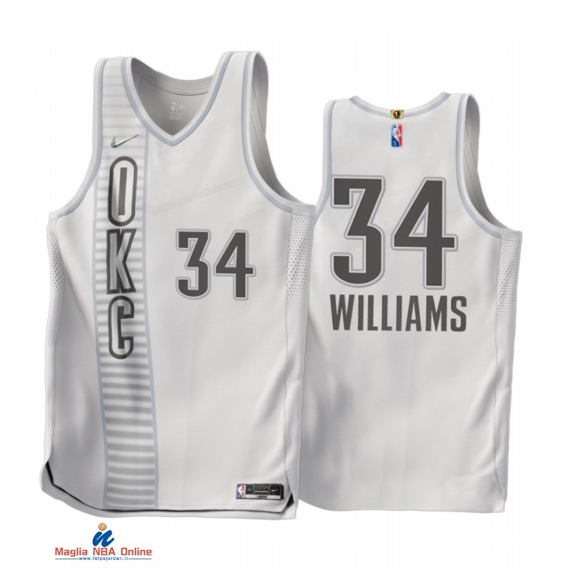 Maglia NBA Nike Oklahoma City Thunder NO.34 Kenrich Williams 75th Bianco Città 2021-22