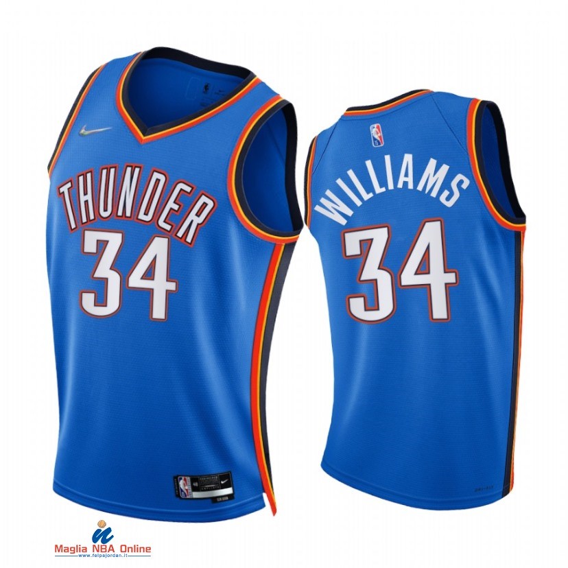Maglia NBA Nike Oklahoma City Thunder NO.34 Kenrich Williams 75th Season Diamante Blu Icon 2021-22