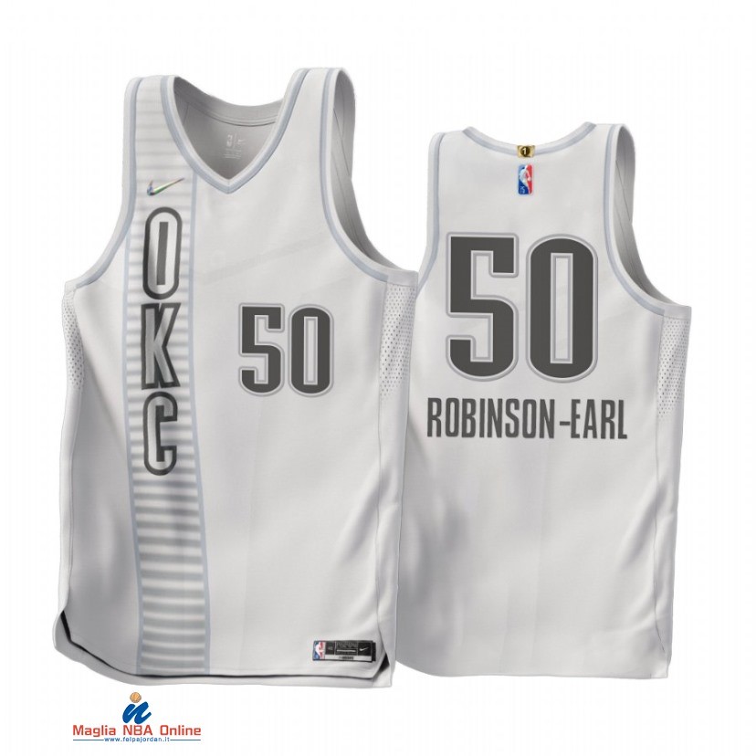 Maglia NBA Nike Oklahoma City Thunder NO.50 Jeremiah Robinson Earl 75th Bianco Città 2021-22