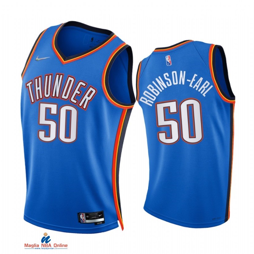 Maglia NBA Nike Oklahoma City Thunder NO.50 Jeremiah Robinson Earl 75th Season Diamante Blu Icon 2021